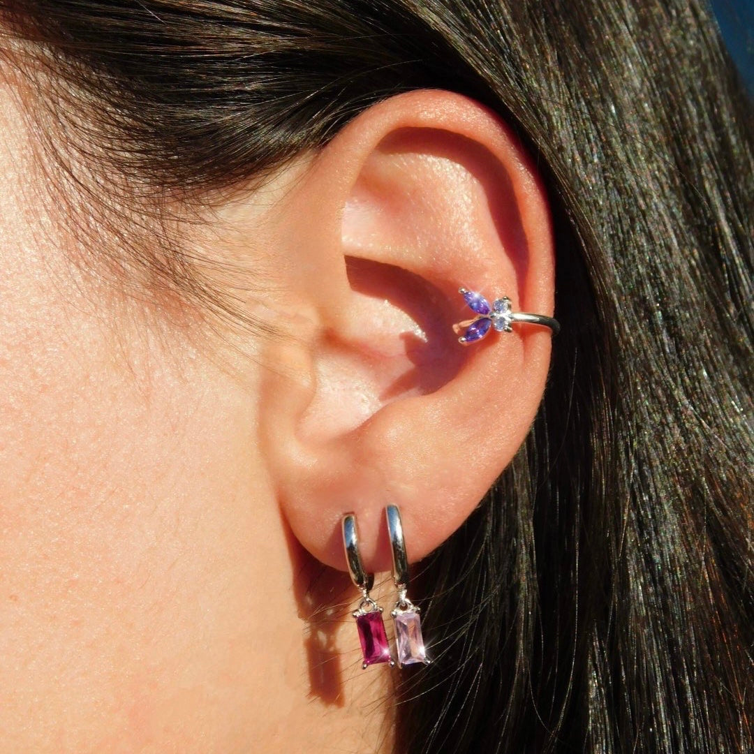 Ear cuff Fairy ARGENTO viola