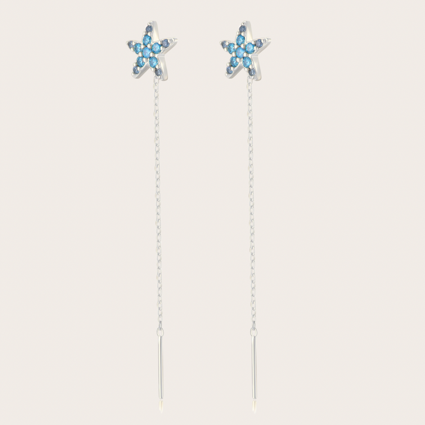 Orecchini Catenina Wavy Argento Azzurri