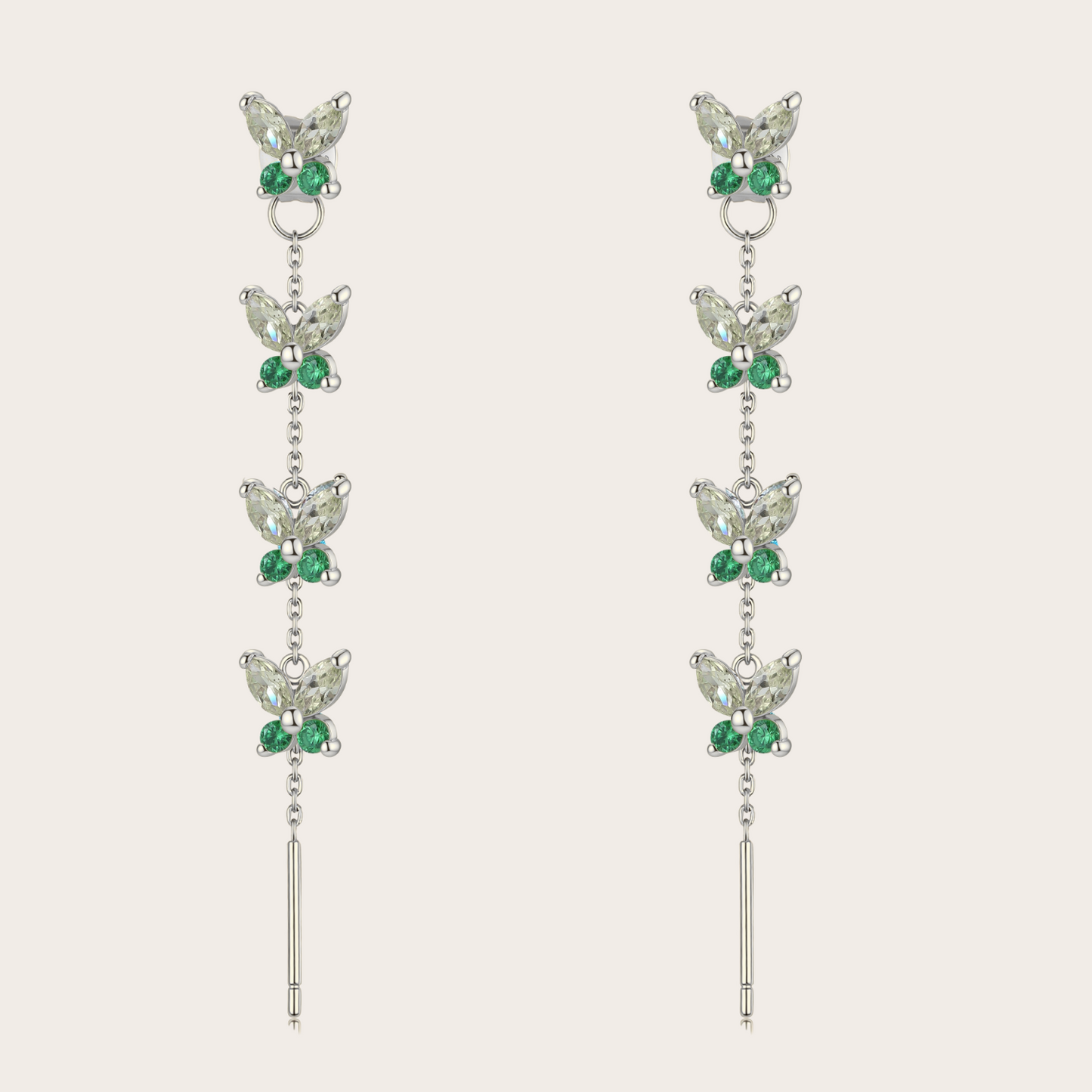 Orecchini Cascata Fairy ARGENTO verde