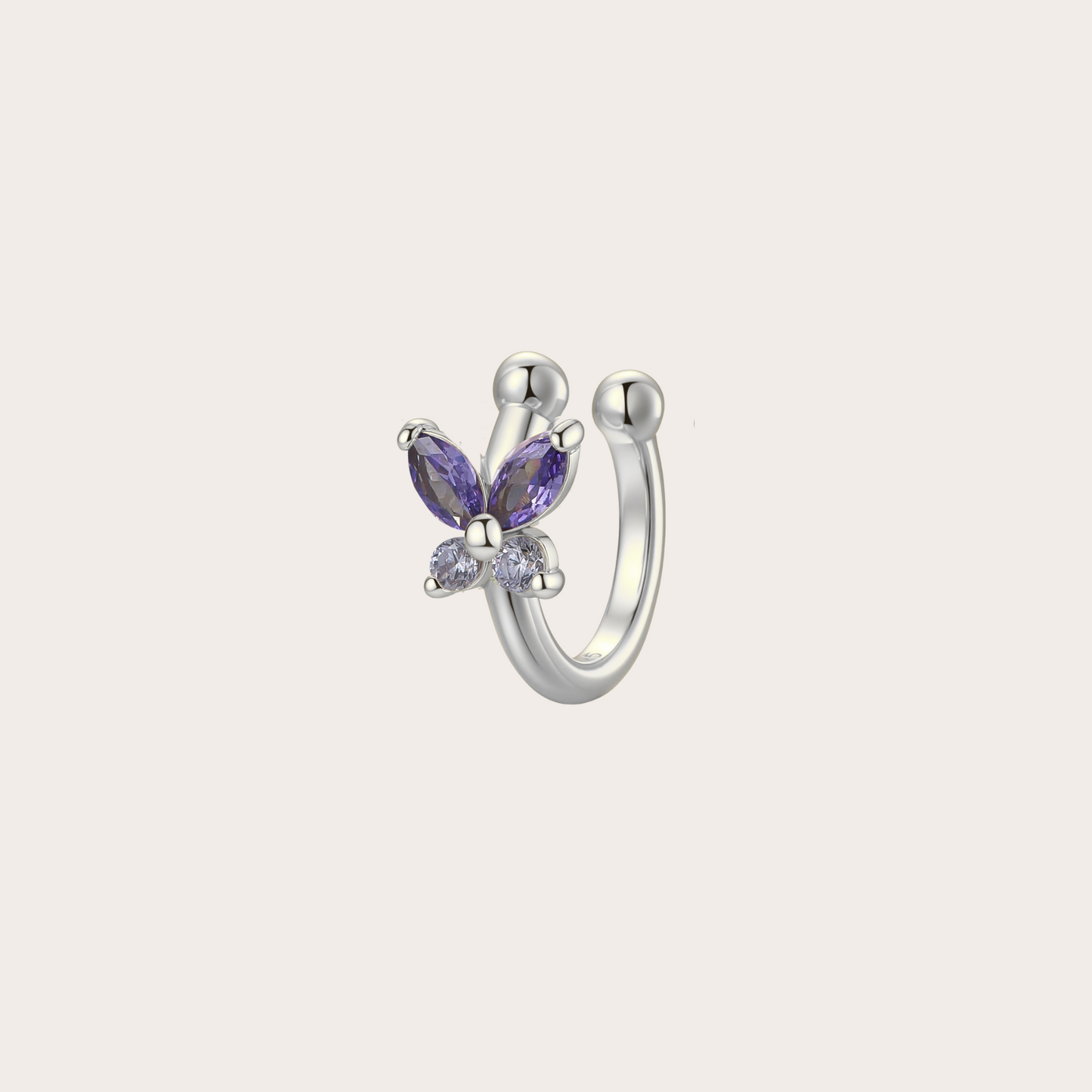 Ear cuff Fairy ARGENTO viola