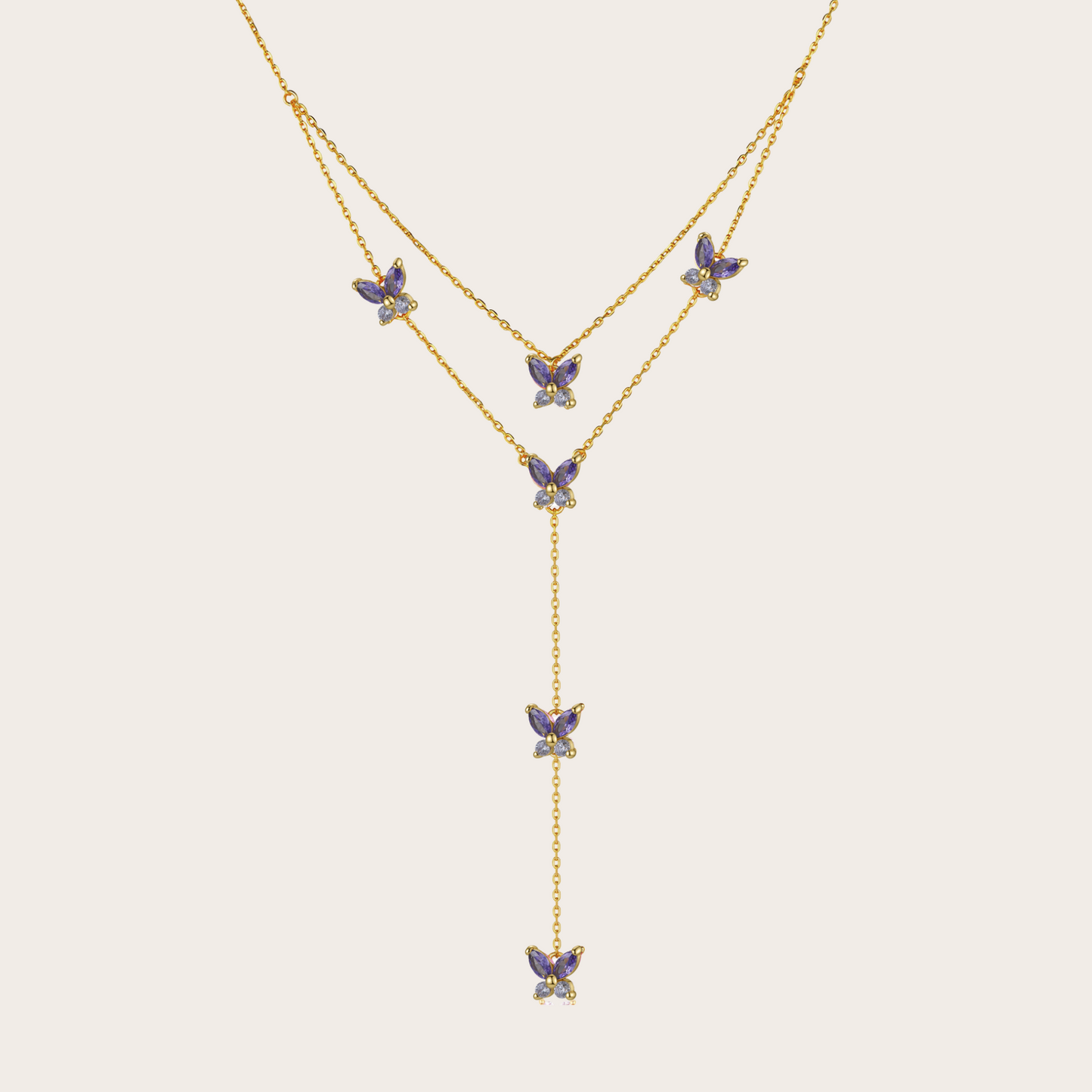 Collana Fairy cascata ORO viola