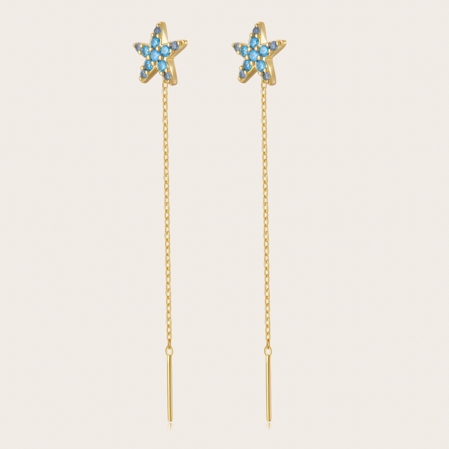 Orecchini Catenina Wavy Oro Azzurri