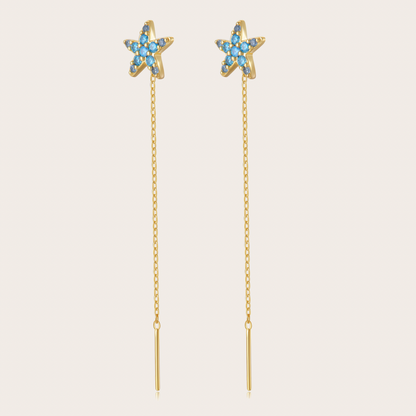 Orecchini Catenina Wavy Oro Azzurri