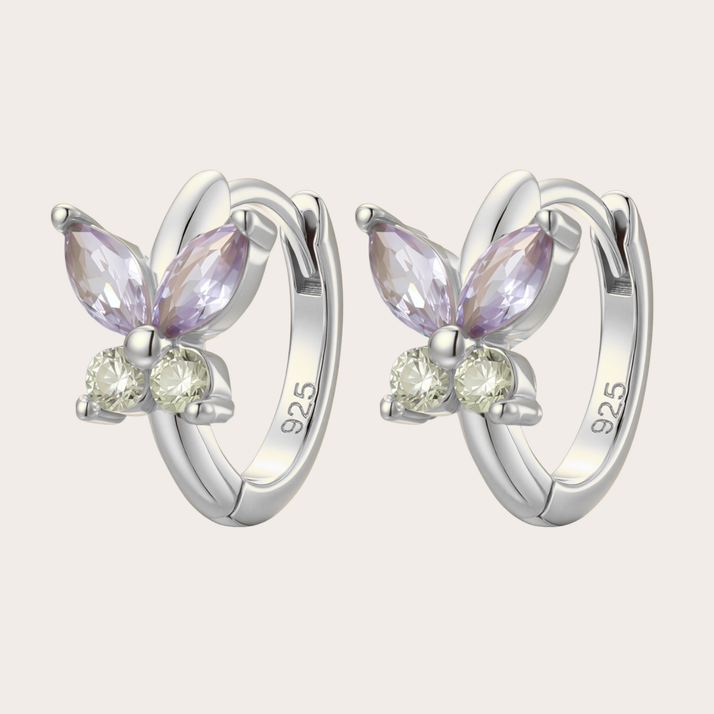 Orecchini a Cerchio Fairy ARGENTO lilla e verde mela