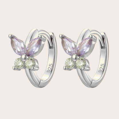 Orecchini a Cerchio Fairy ARGENTO lilla e verde mela