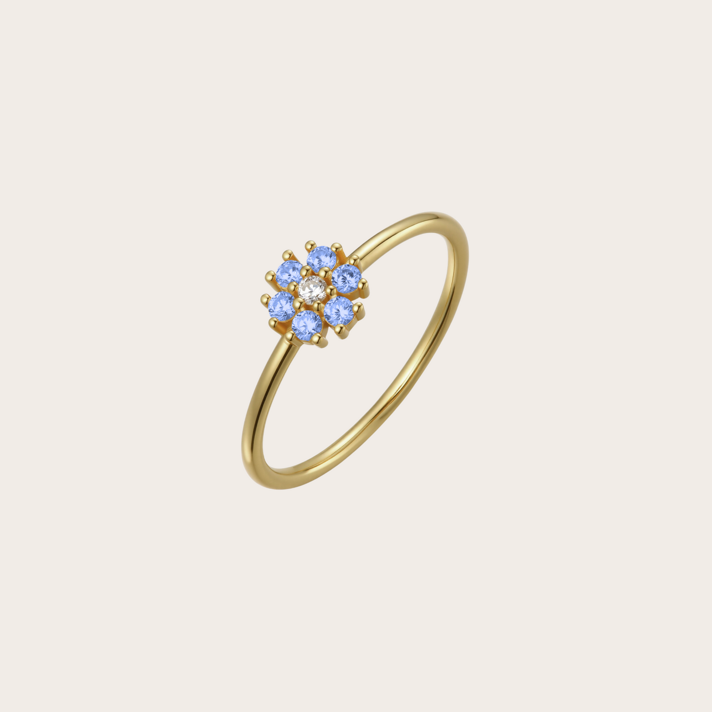 Anello Daisy ORO blu pastello