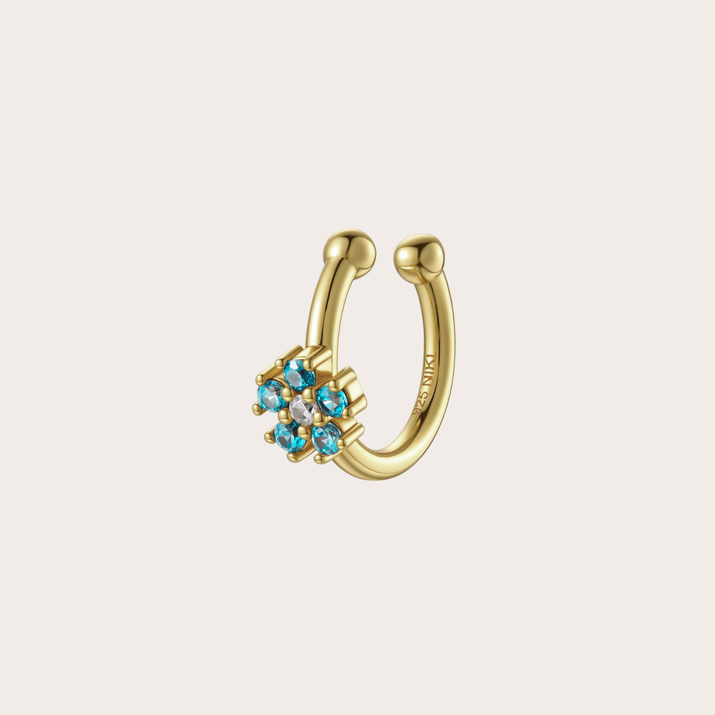 Ear cuff Daisy ORO azzurro
