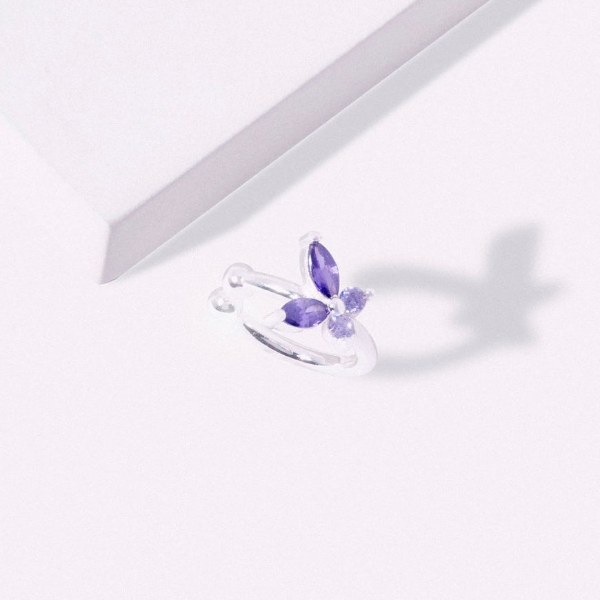 Ear cuff Fairy ARGENTO viola (PREORDINE)