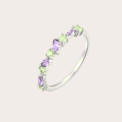 Anello Sparkle ARGENTO Lilla e Verde mela