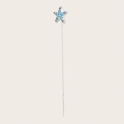 Orecchini Catenina Wavy Argento Azzurri