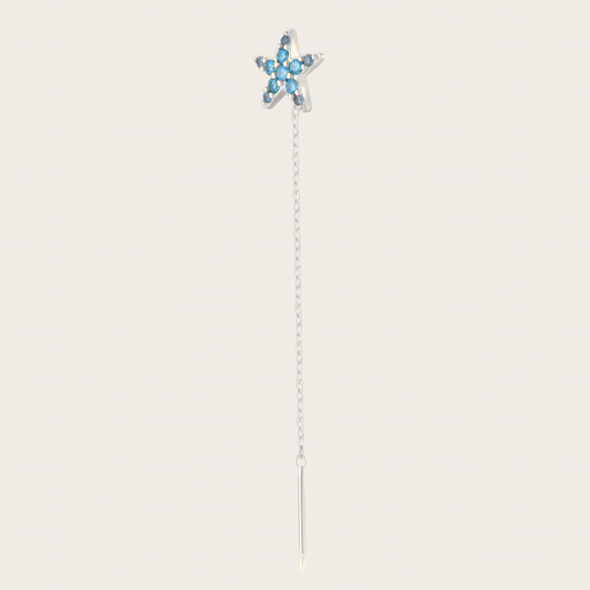 Orecchini Catenina Wavy Argento Azzurri