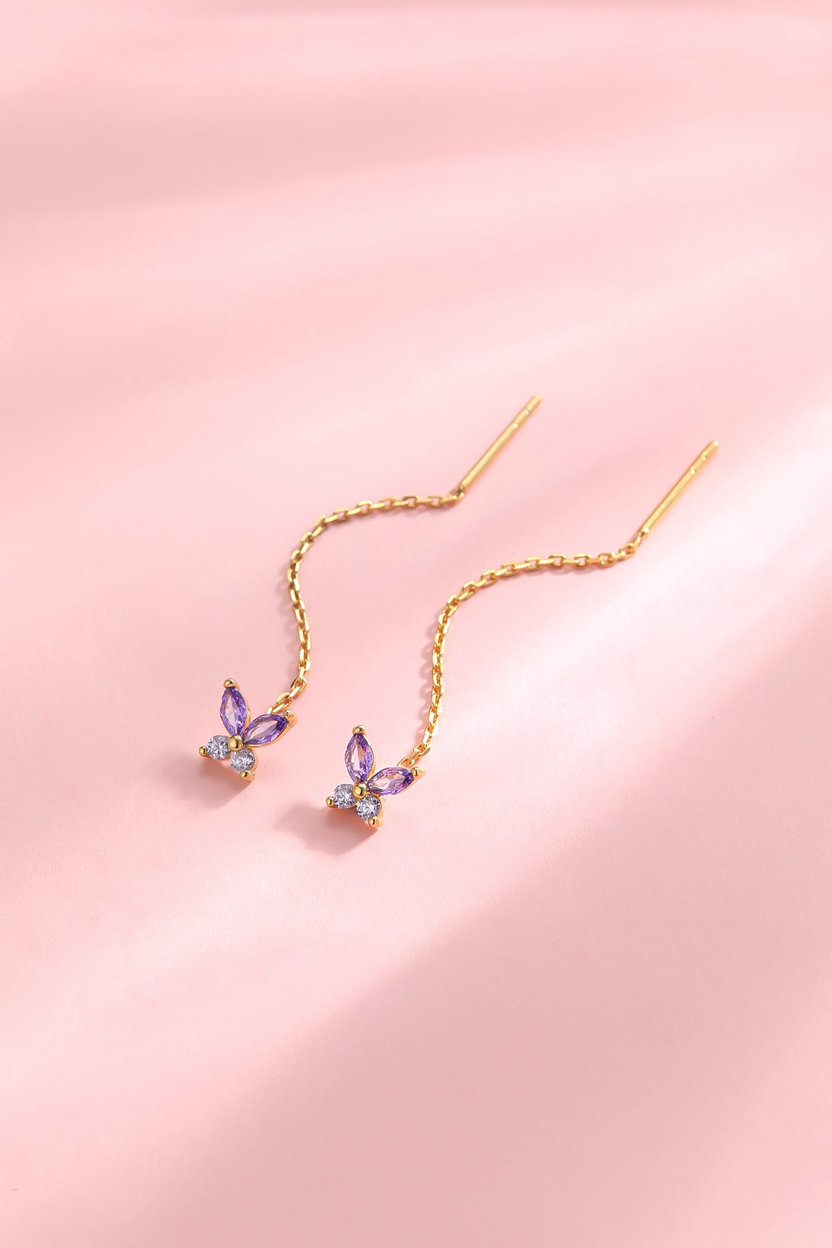 Orecchini Catenina Fairy ARGENTO rosa e fucsia