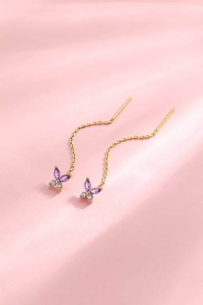 Orecchini Catenina Fairy ARGENTO rosa e fucsia