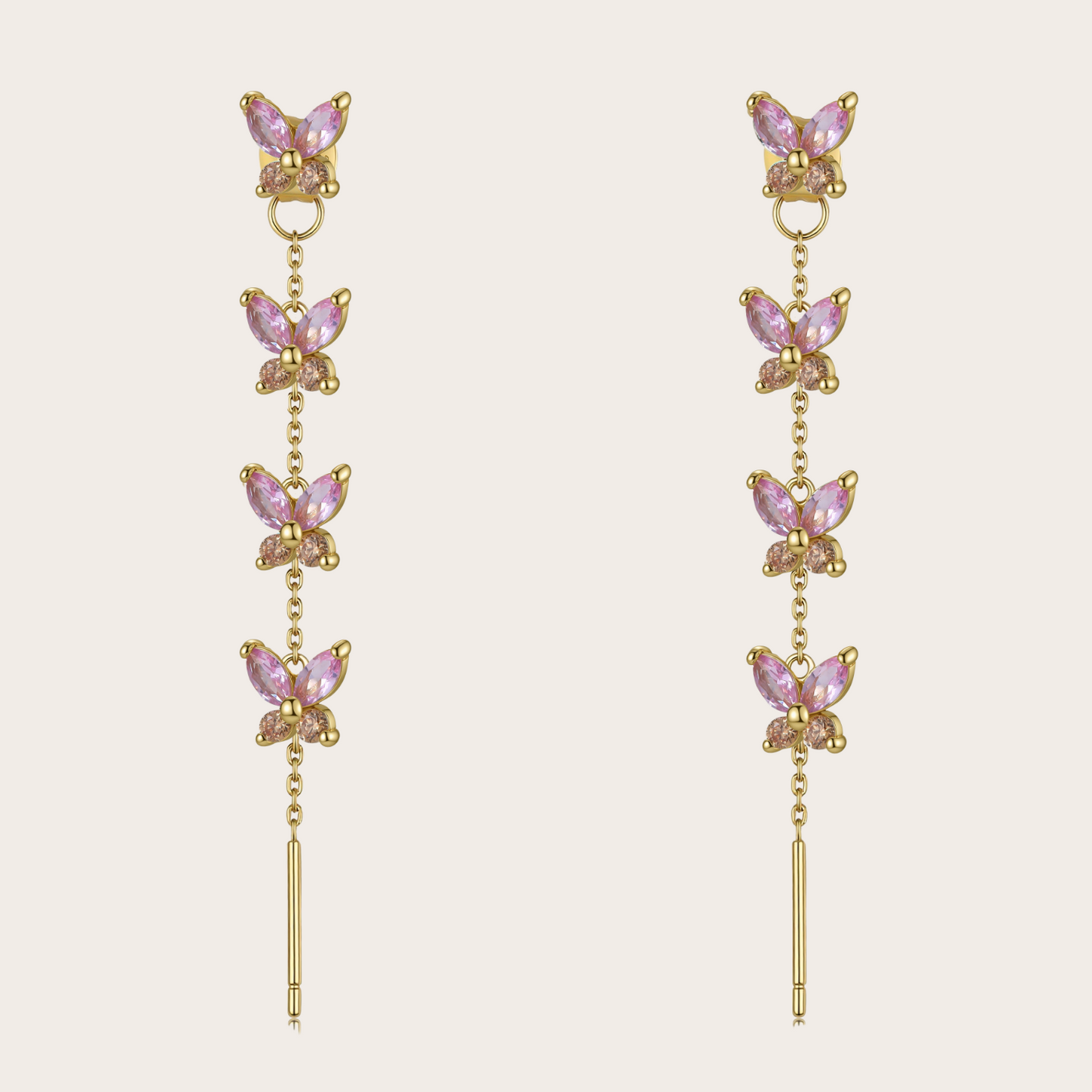 Orecchini Cascata Fairy ORO rosa e rame