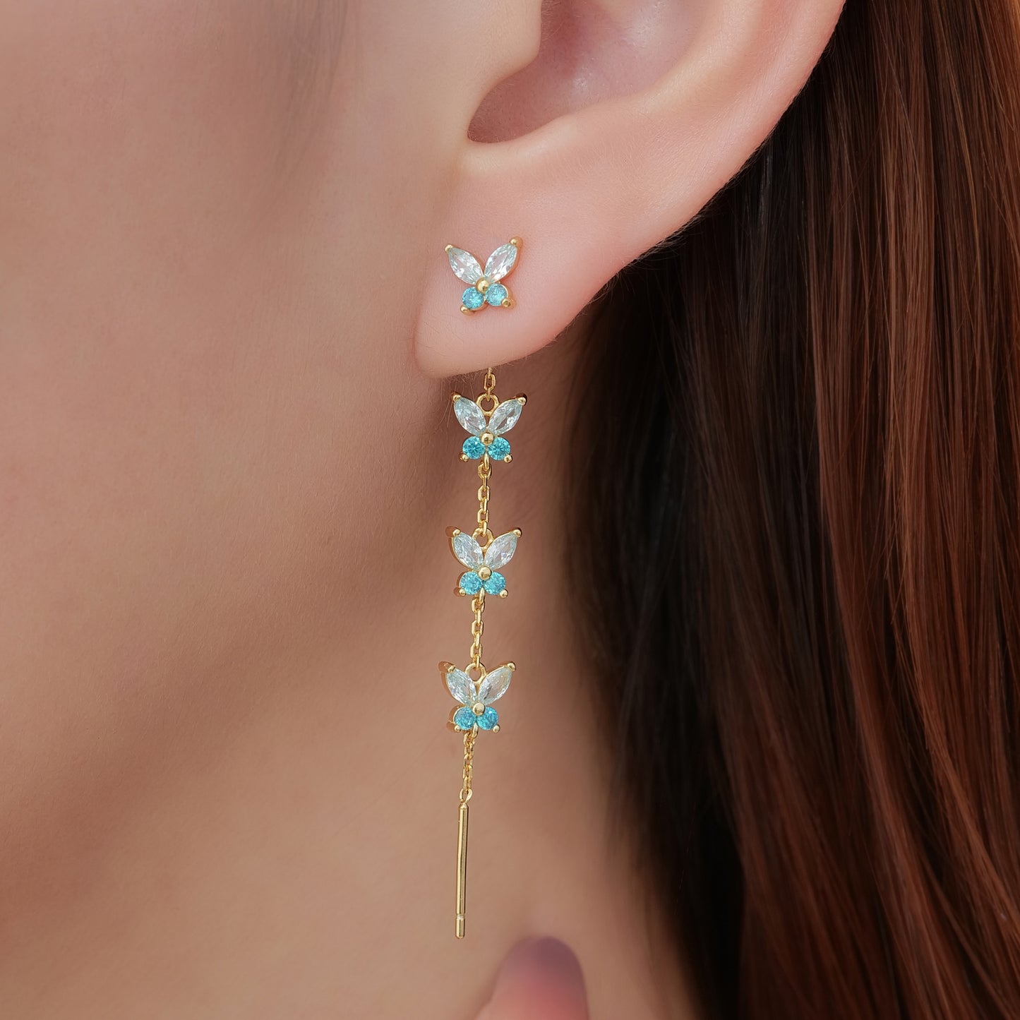 Orecchini Cascata Fairy ARGENTO lilla e verde mela