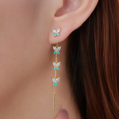 Orecchini Cascata Fairy ARGENTO lilla e verde mela
