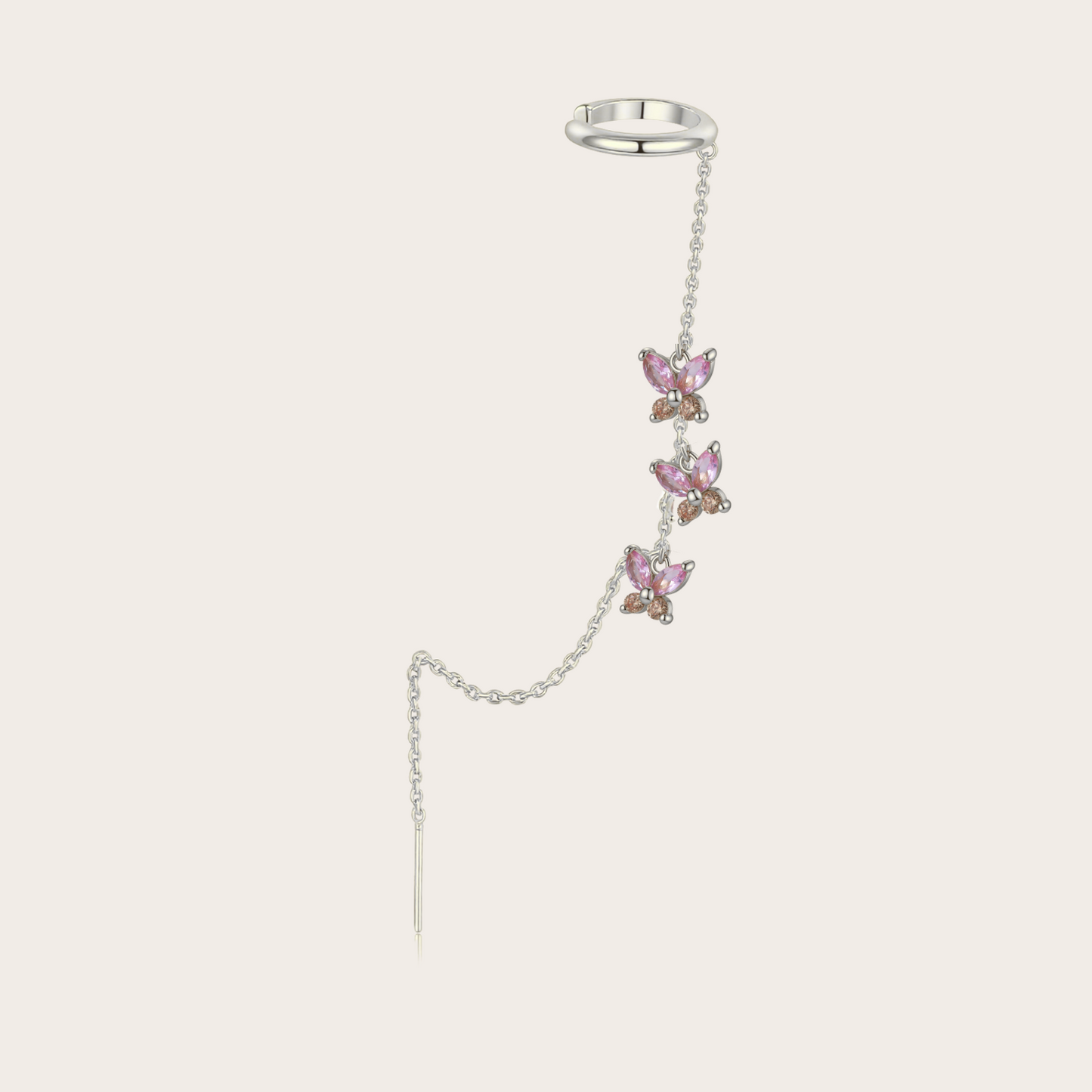 Ear cuff-orecchino Fairy ARGENTO Rosa e Rame