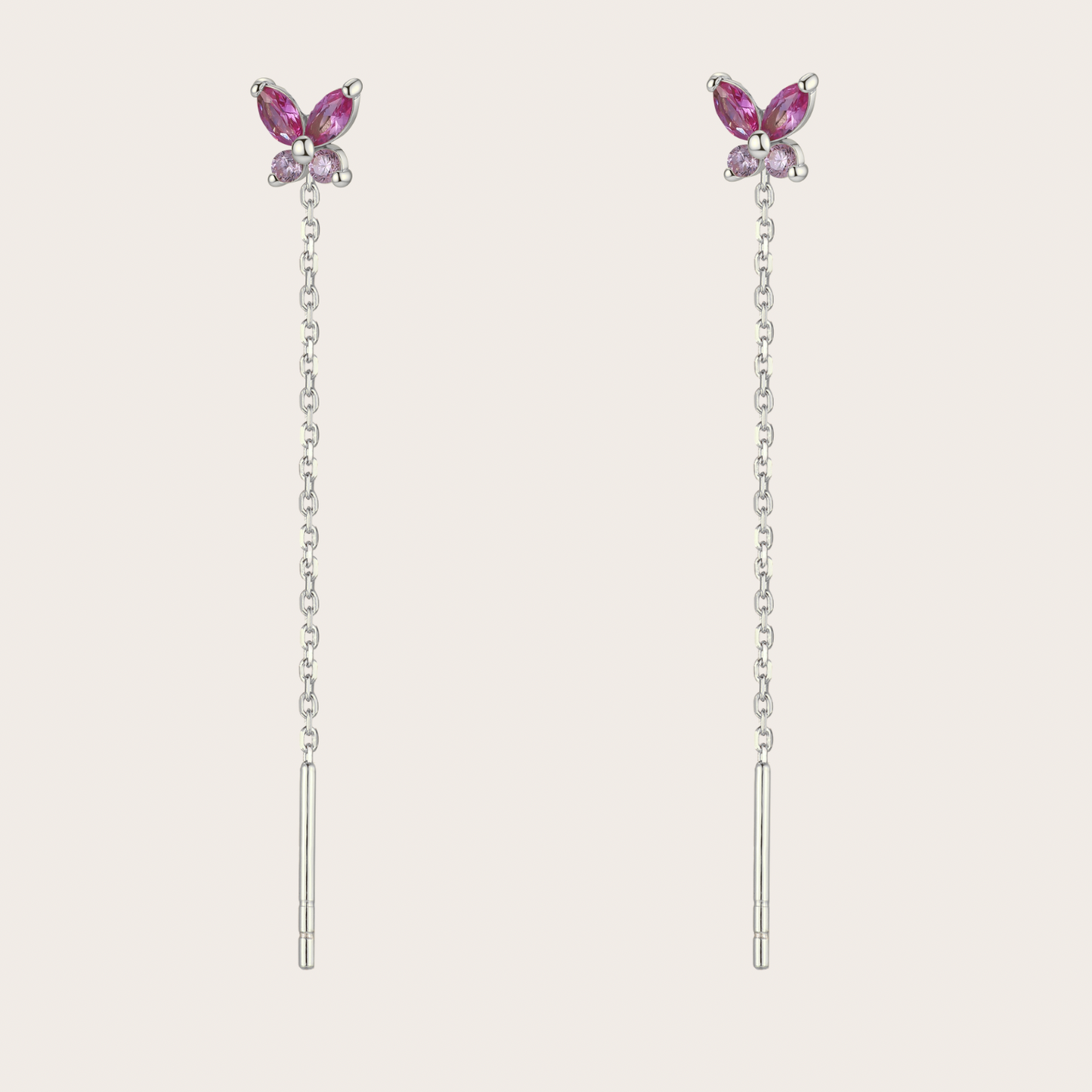 Orecchini Catenina Fairy ARGENTO rosa e fucsia