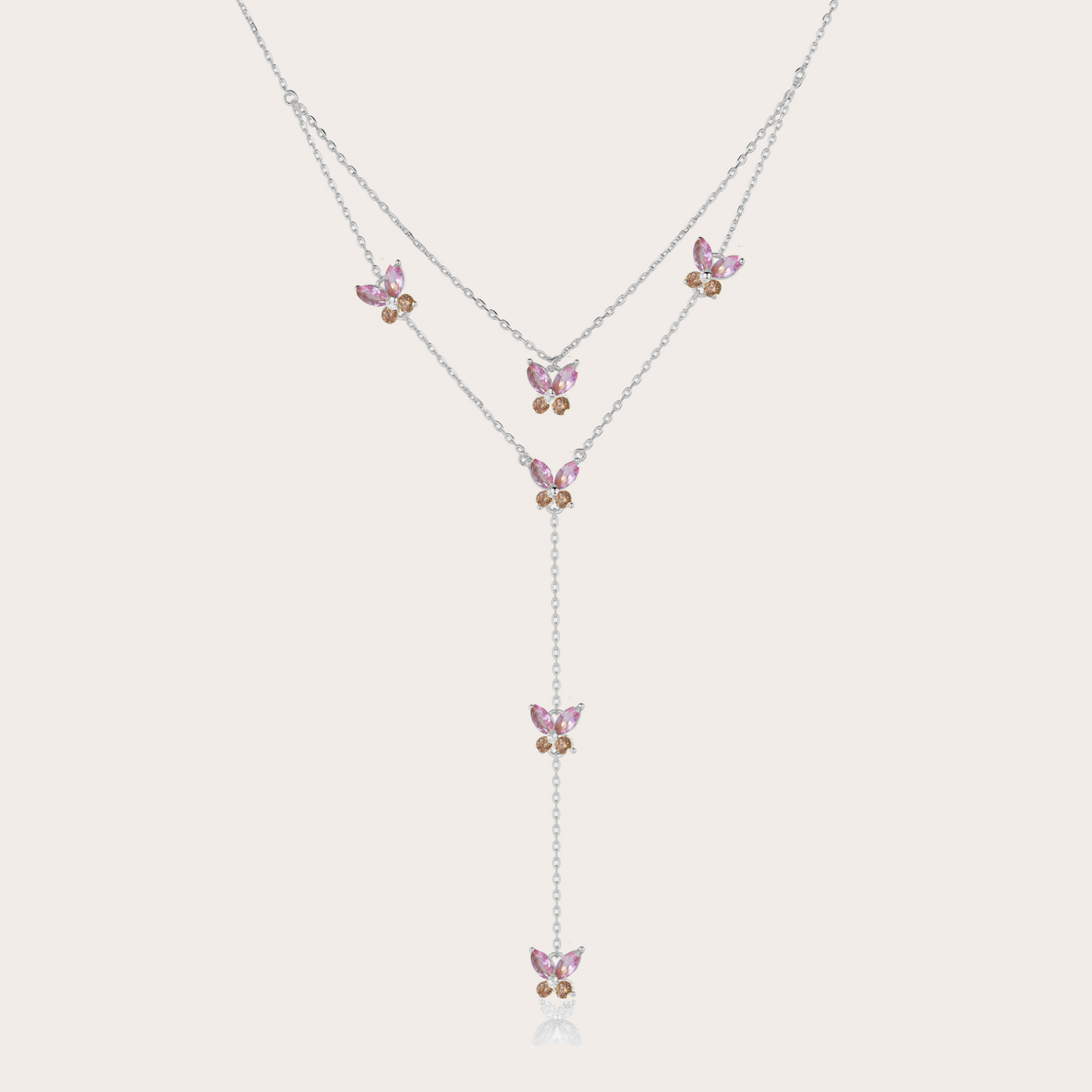 Collana Fairy cascata ARGENTO rosa e rame