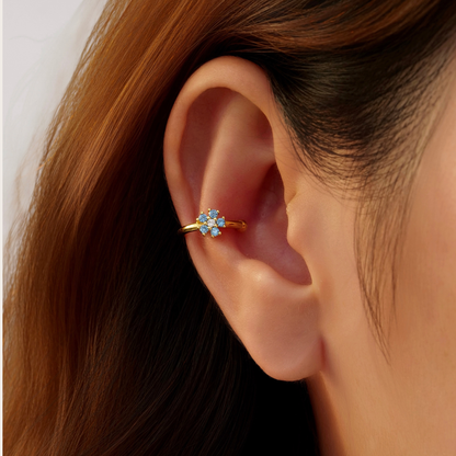 Ear cuff Daisy ARGENTO Blu pastello