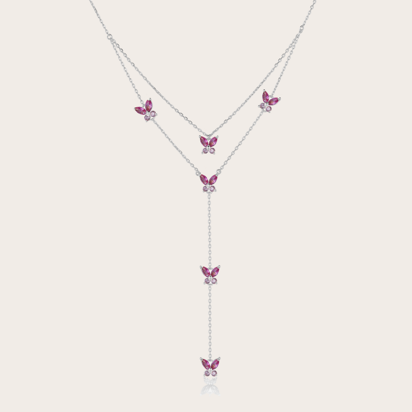 Collana Fairy cascata ARGENTO rosa