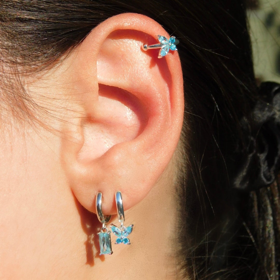 Ear cuff Fairy ARGENTO azzurro (PREORDINE)