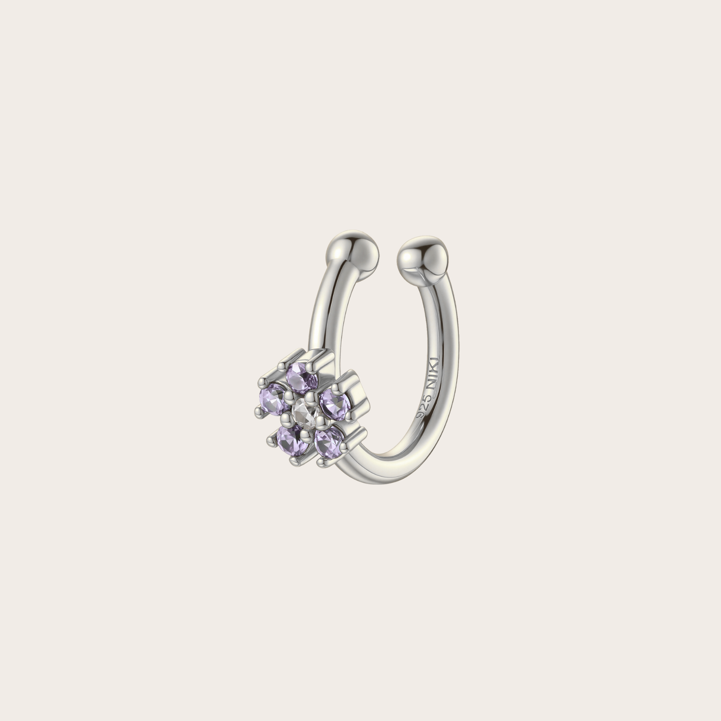 Ear cuff Daisy ARGENTO lilla