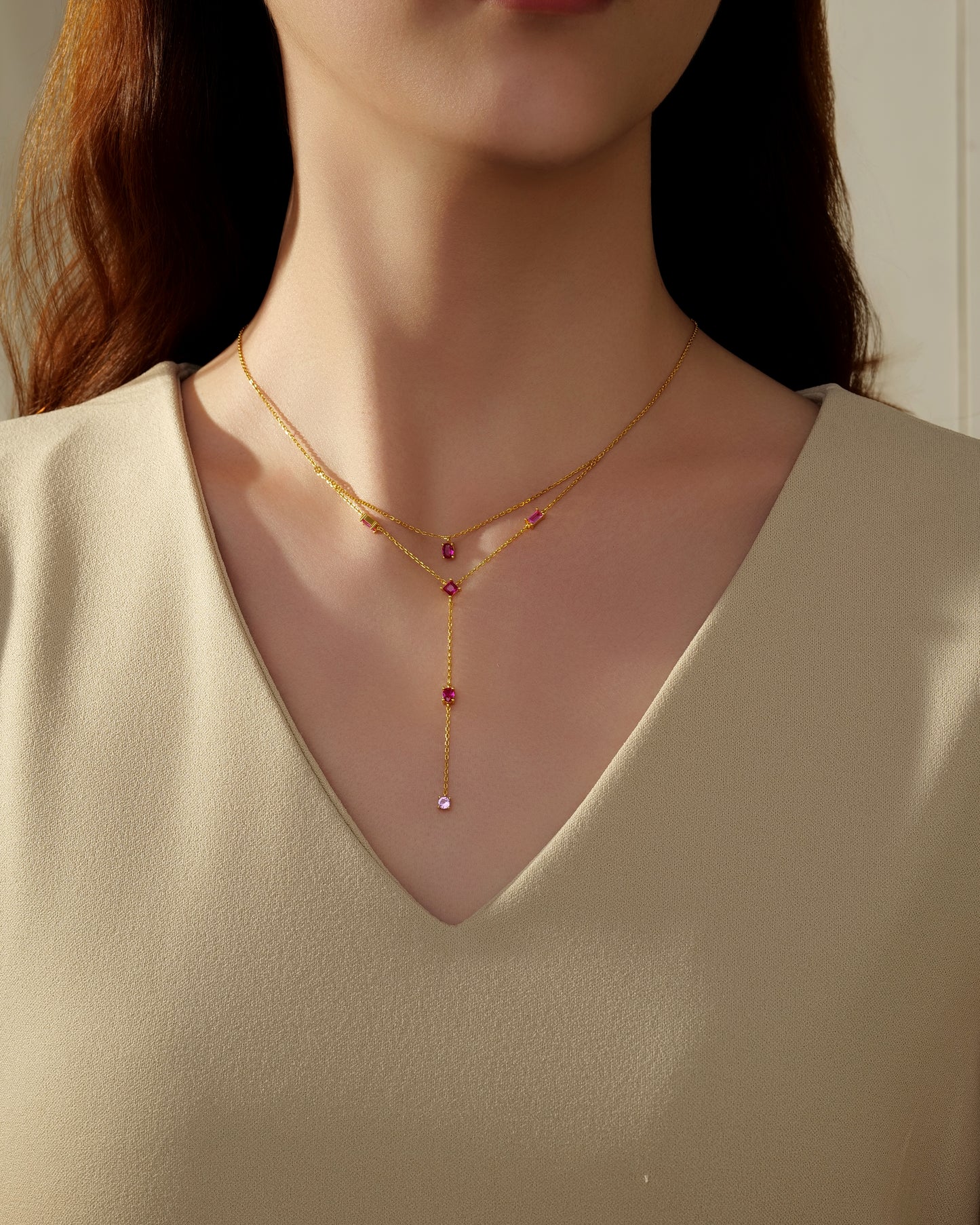 Collana Sparkle cascata ARGENTO rosa