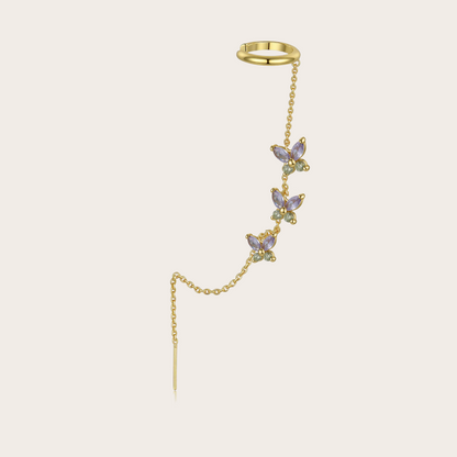 Ear cuff-orecchino Fairy ORO lilla e verde mela