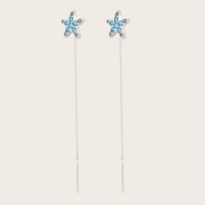 Orecchini Catenina Wavy Argento Azzurri