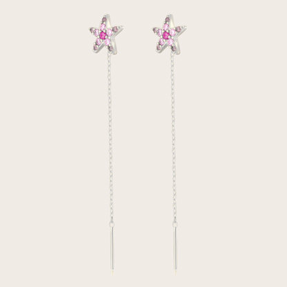 Orecchini Catenina Wavy Argento Rosa