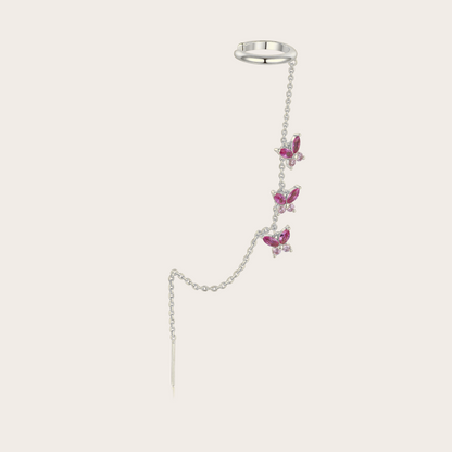 Ear cuff-orecchino Fairy ARGENTO fucsia