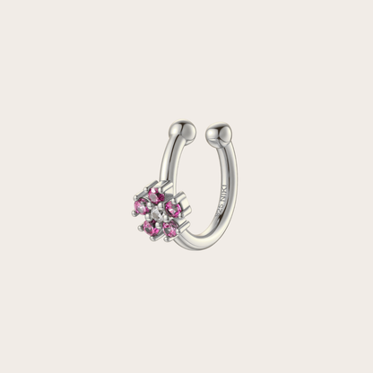 Ear cuff Daisy ARGENTO fucsia