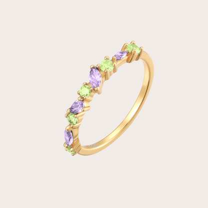 Anello Sparkle ORO Lilla e Verde mela