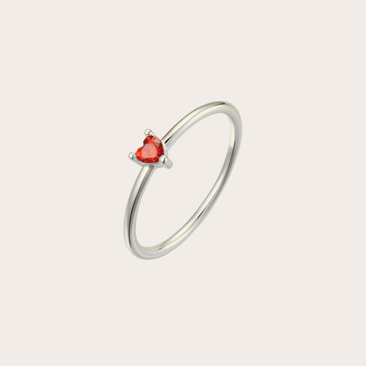 Anello Heartily ARGENTO rosso