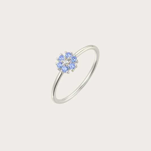 Anello Daisy ARGENTO blu pastello