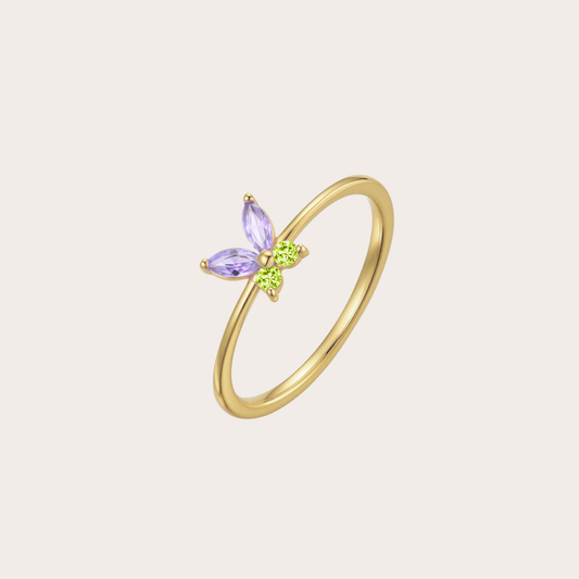 Anello Fairy ORO lilla e verde mela