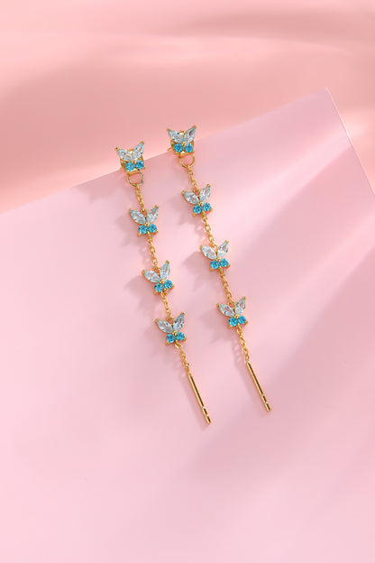 Orecchini Cascata Fairy ARGENTO lilla e verde mela