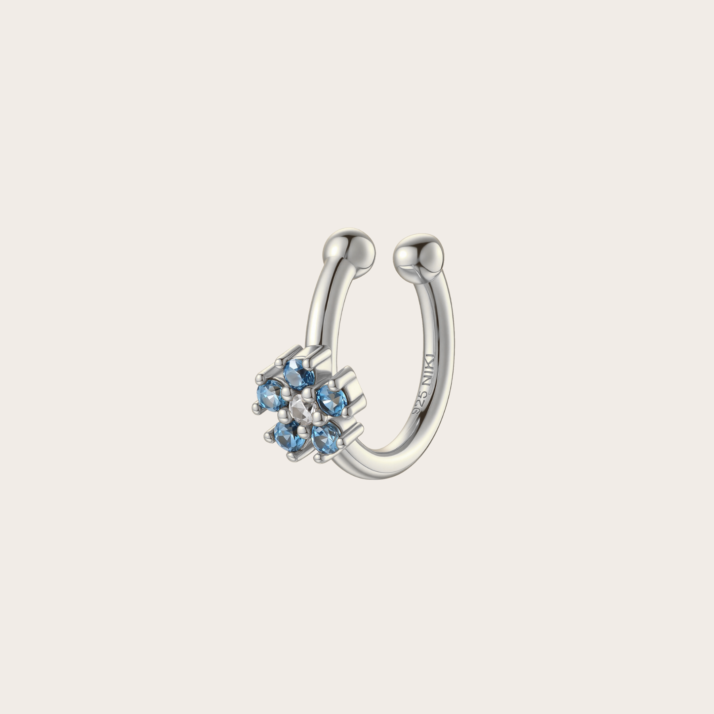 Ear cuff Daisy ARGENTO Blu pastello