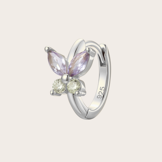 Orecchini a Cerchio Fairy ARGENTO lilla e verde mela