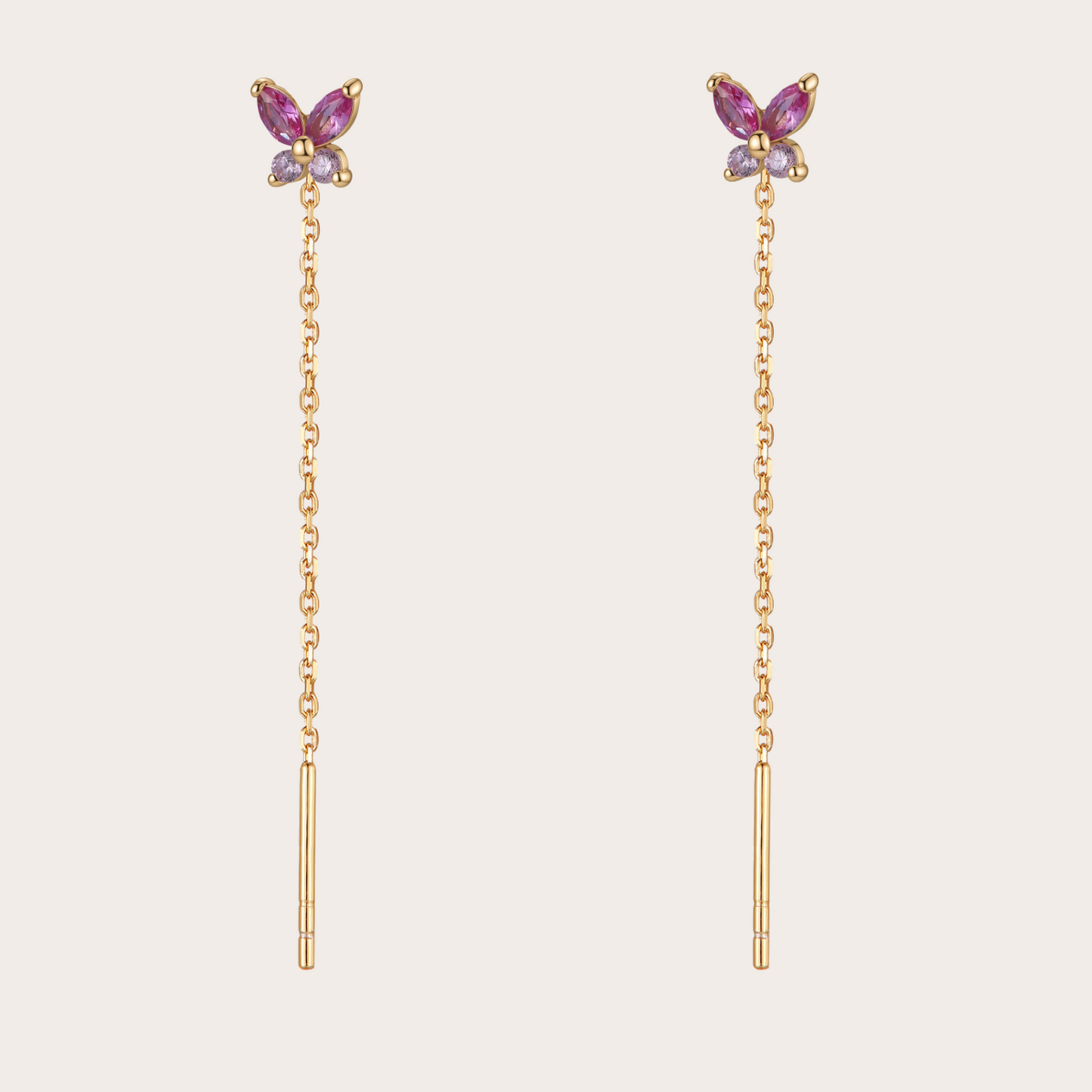 Orecchini Catenina Fairy ORO rosa e fucsia