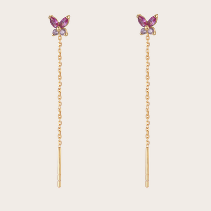 Orecchini Catenina Fairy ORO rosa e fucsia