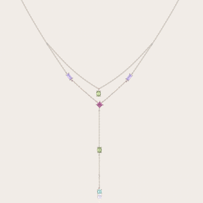 Collana Sparkle cascata ARGENTO pastello