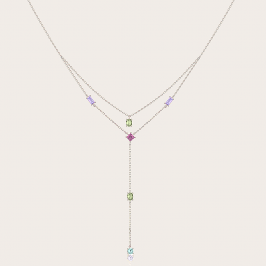 Collana Sparkle cascata ARGENTO pastello