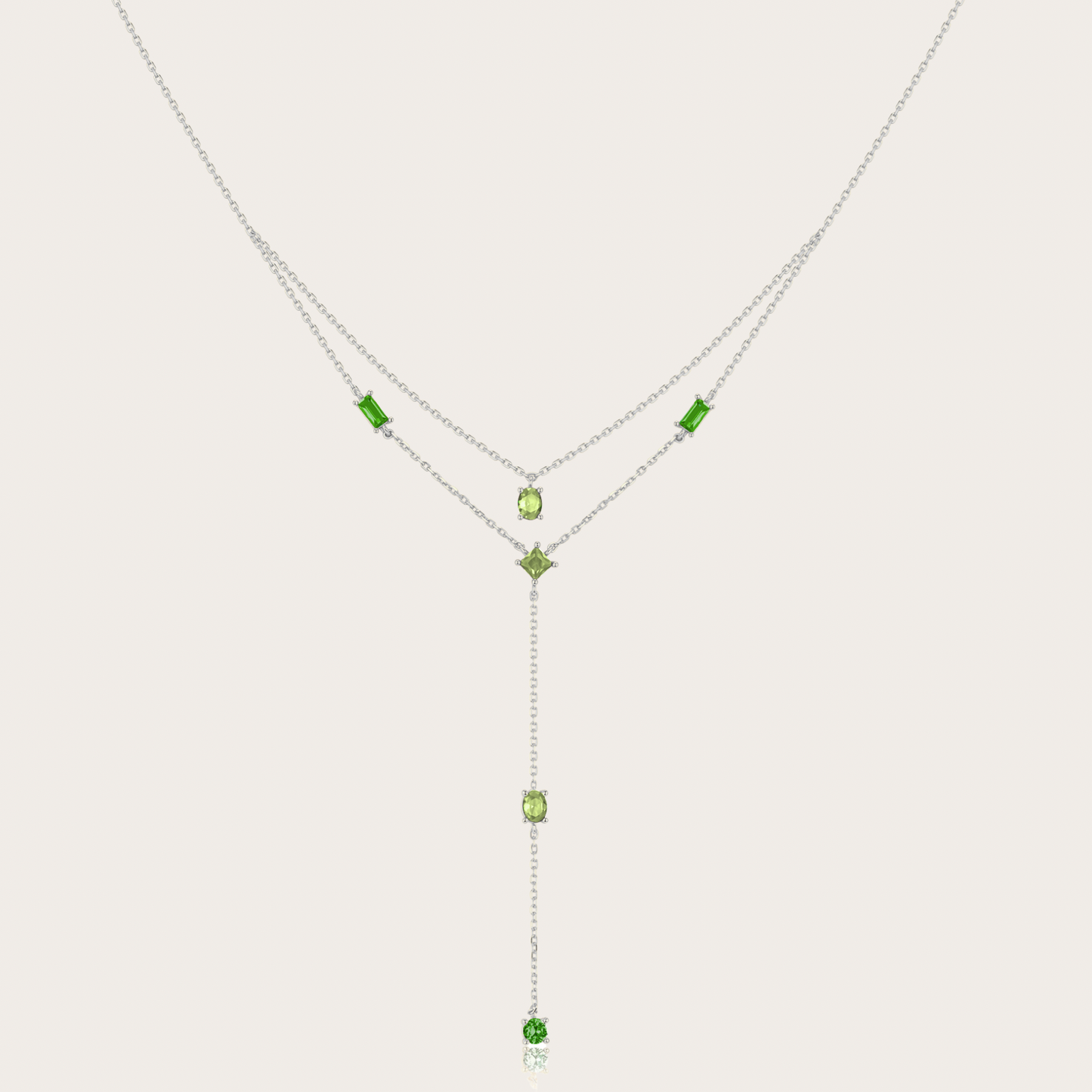 Collana Sparkle cascata ARGENTO verde