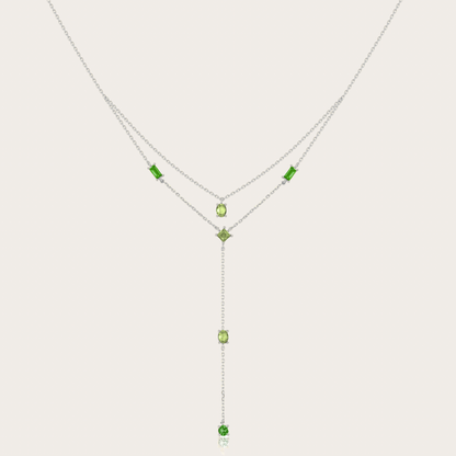 Collana Sparkle cascata ARGENTO verde