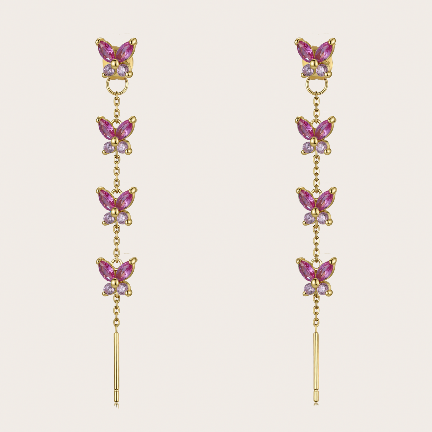 Orecchini Cascata Fairy ORO fucsia
