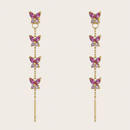 Orecchini Cascata Fairy ORO fucsia