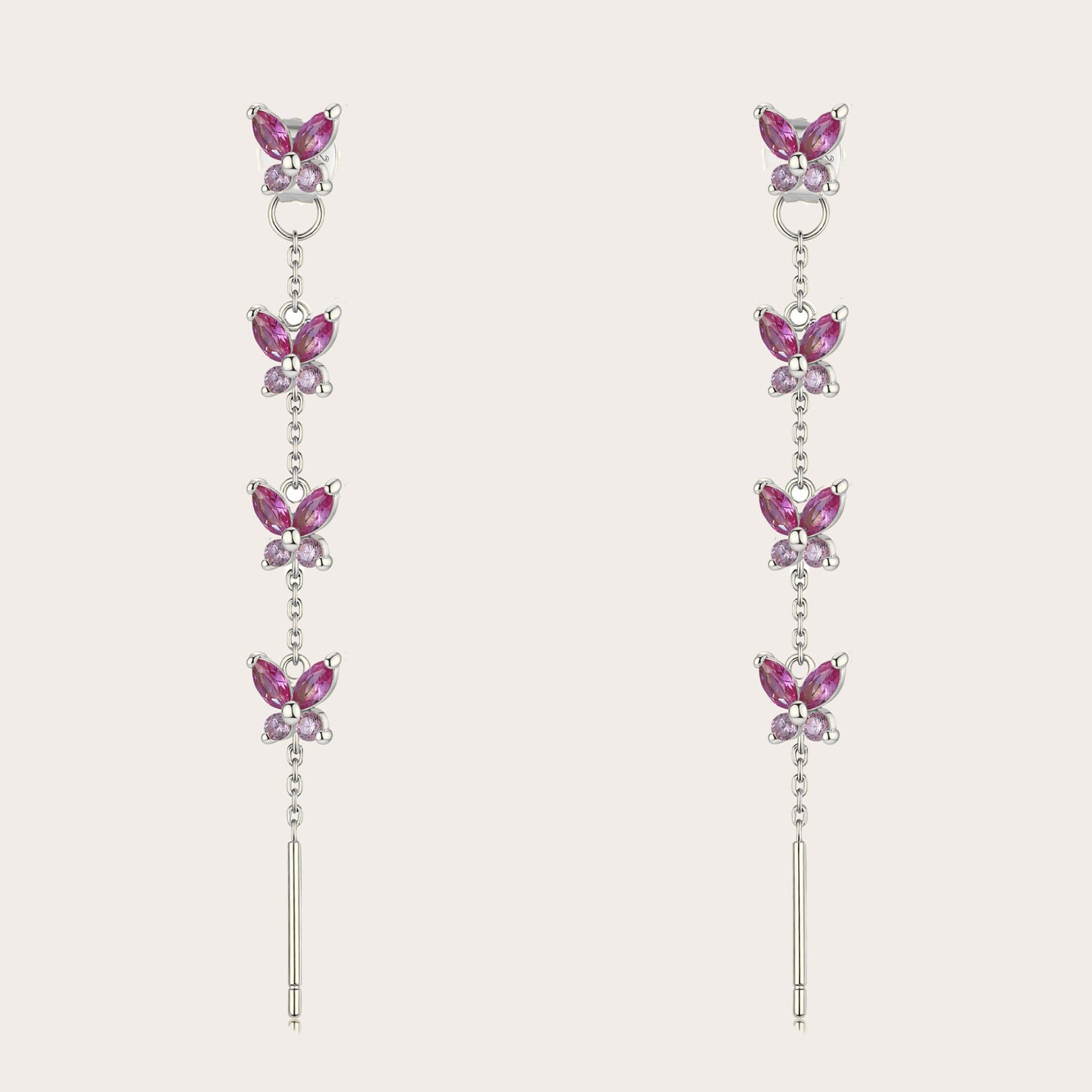 Orecchini Cascata Fairy ARGENTO fucsia