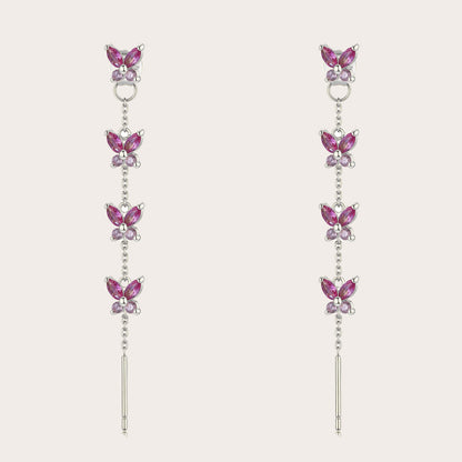 Orecchini Cascata Fairy ARGENTO fucsia